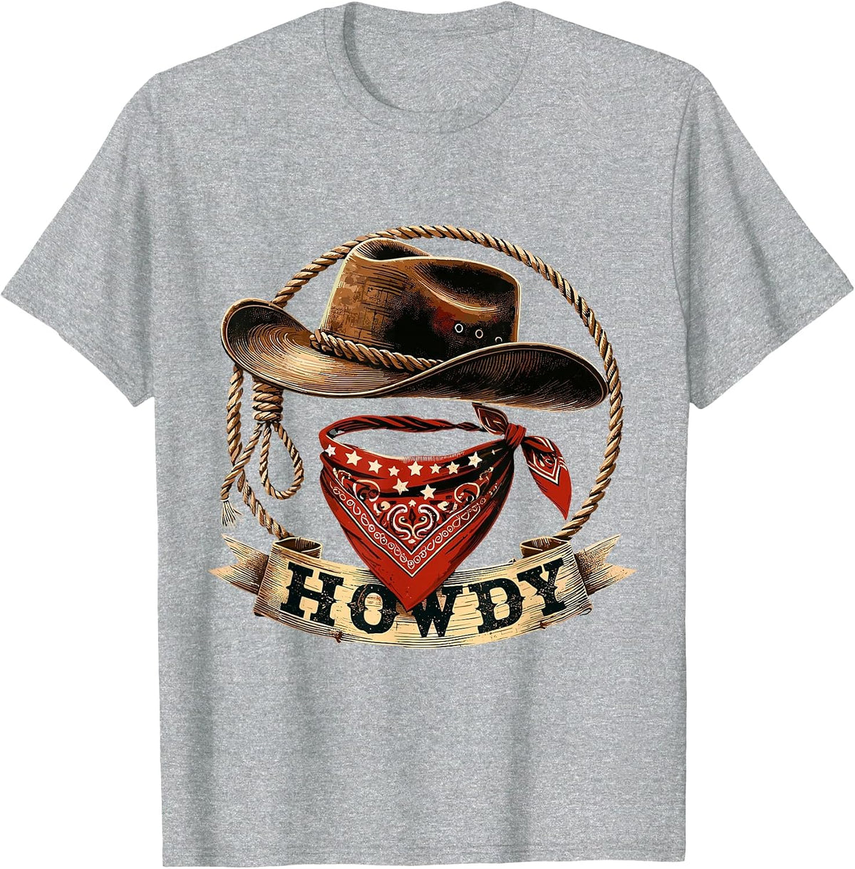 Howdy Western Cowboy Hat Rodeo T-Shirt - Heather Grey