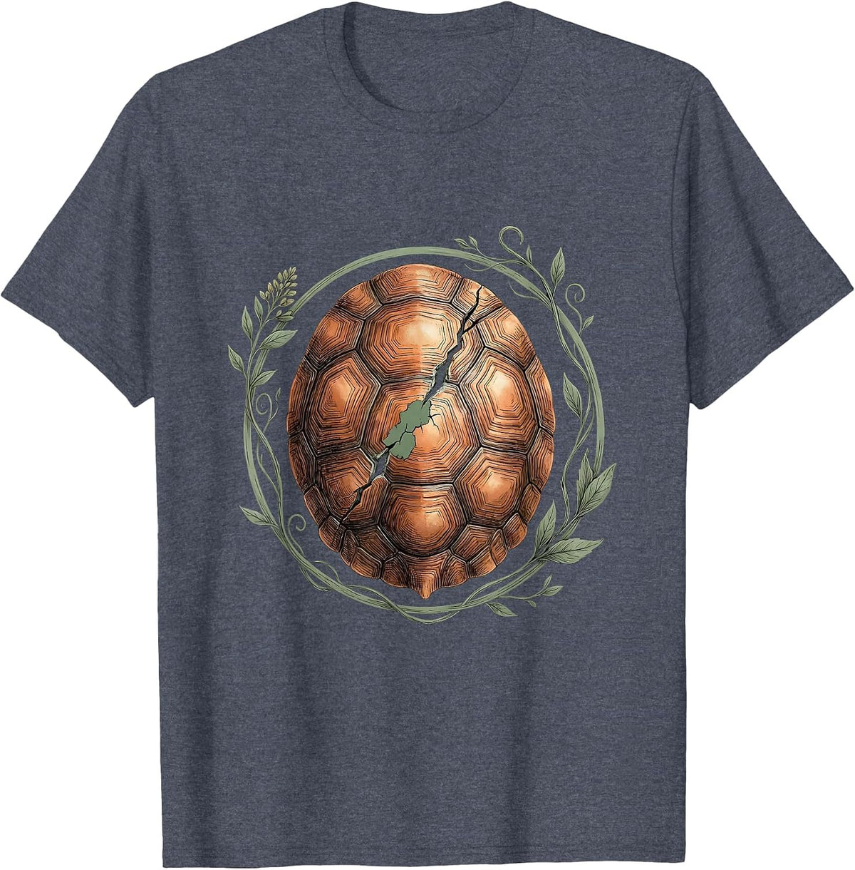 Cracked Tortoise Shell Patched Repair Graphic T-Shirt - Heather Blue