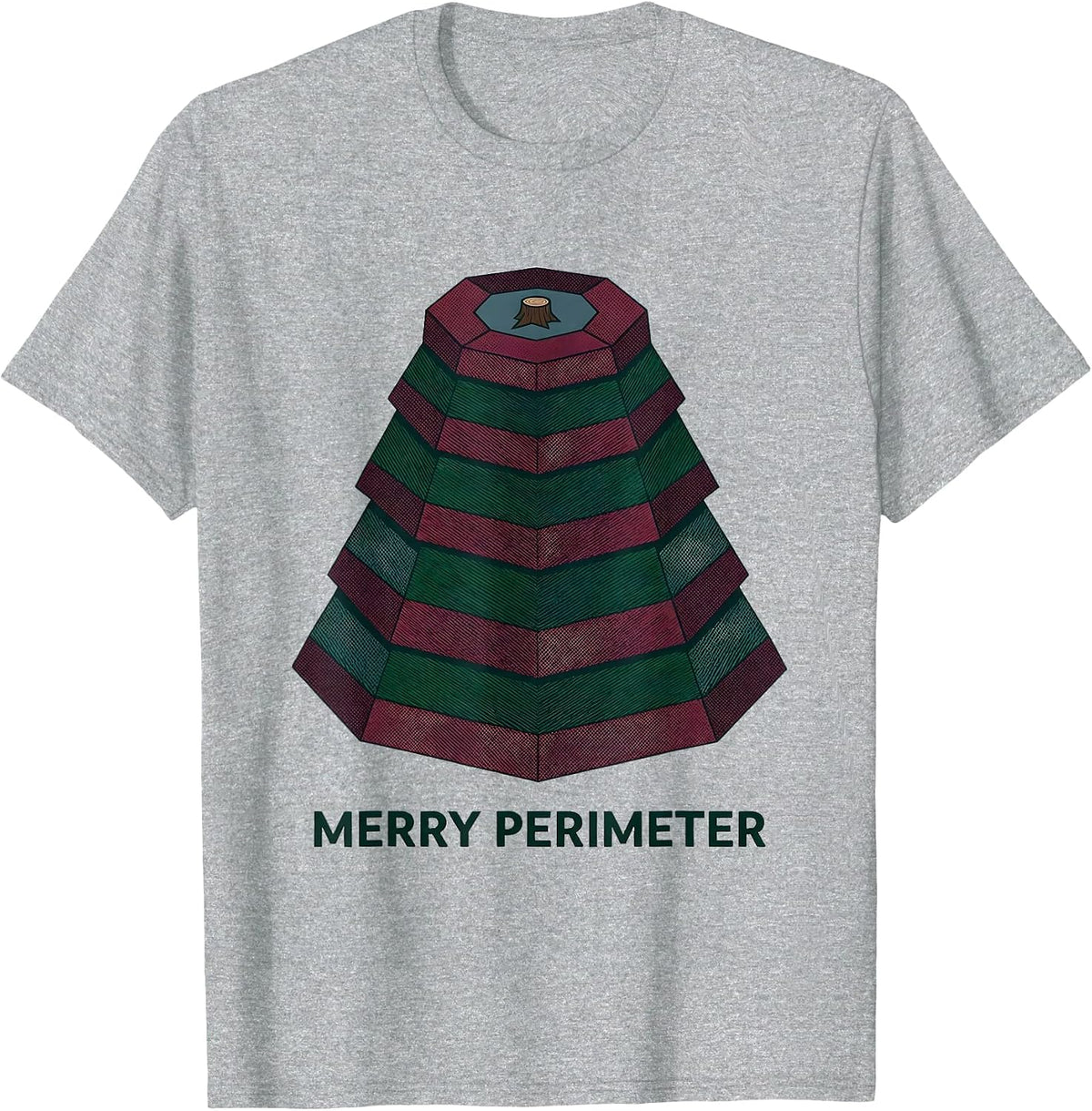 Men's Merry Perimeter Math Teacher Christmas Pun Humor Geometry T-Shirt - Heather Grey