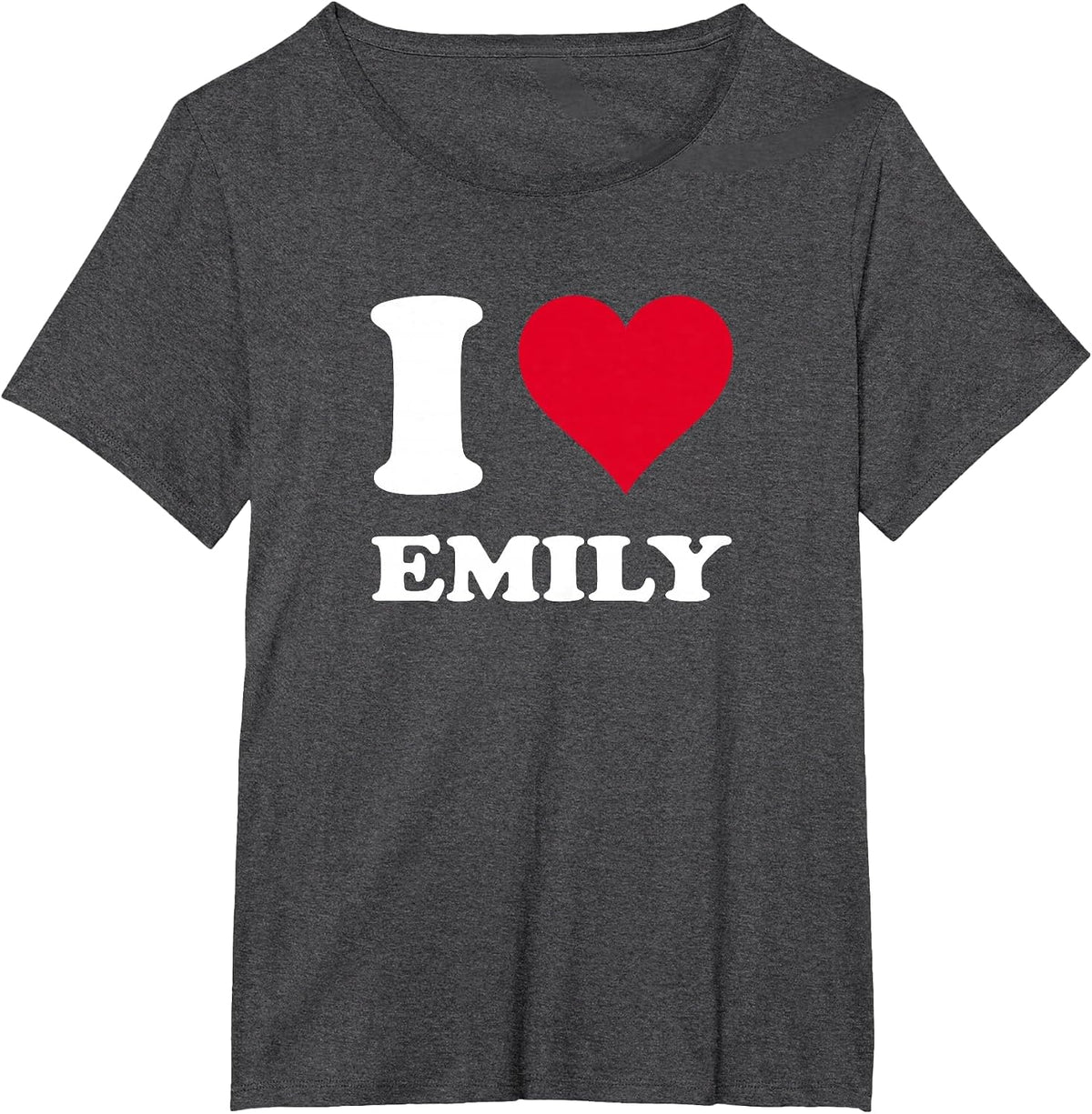 Red Heart I Love Emily T-Shirt - Dark Heather Grey