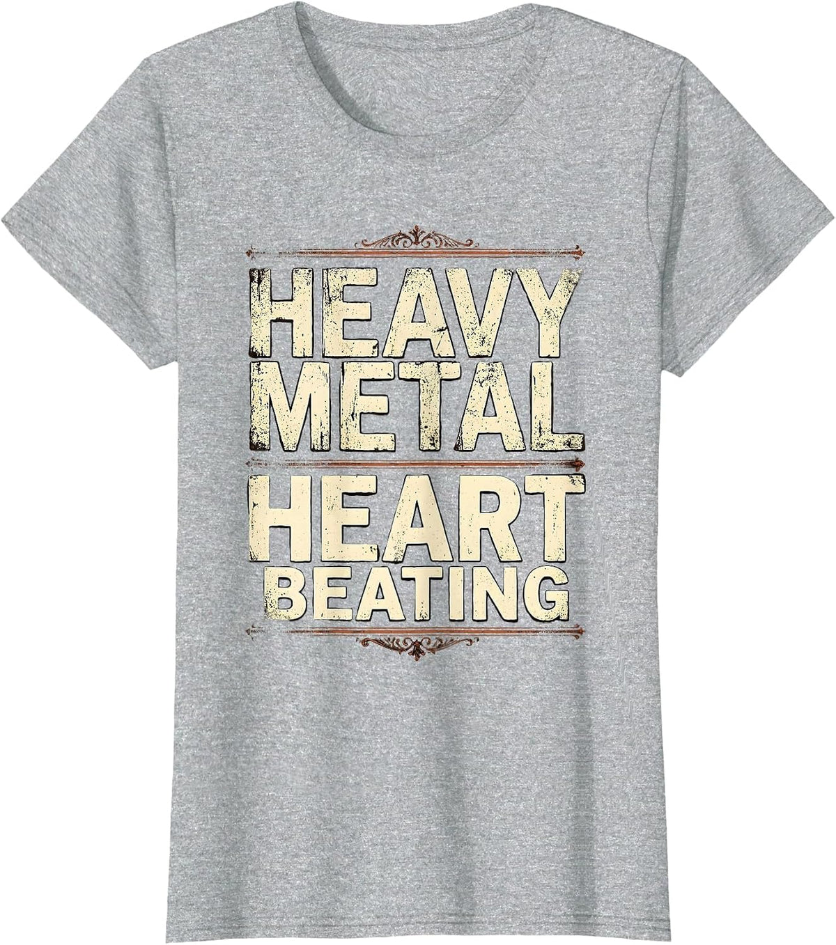 Heavy Metal Heart Beating Rock Women Design T-Shirt - Heather Grey