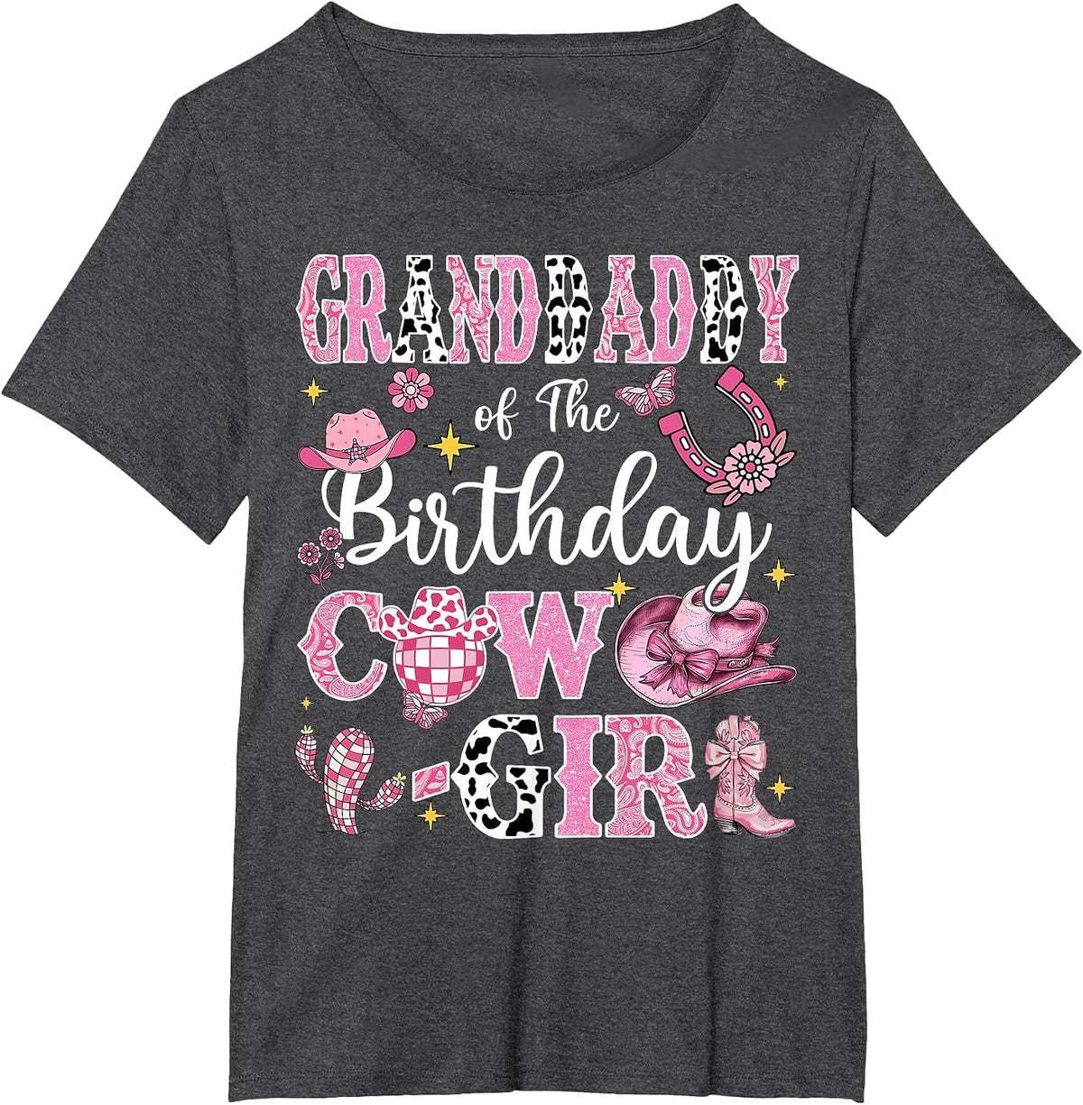 Granddaddy of The Birthday Cow-Girl Rodeo Granddaddy Bday T-Shirt - Dark Heather Grey