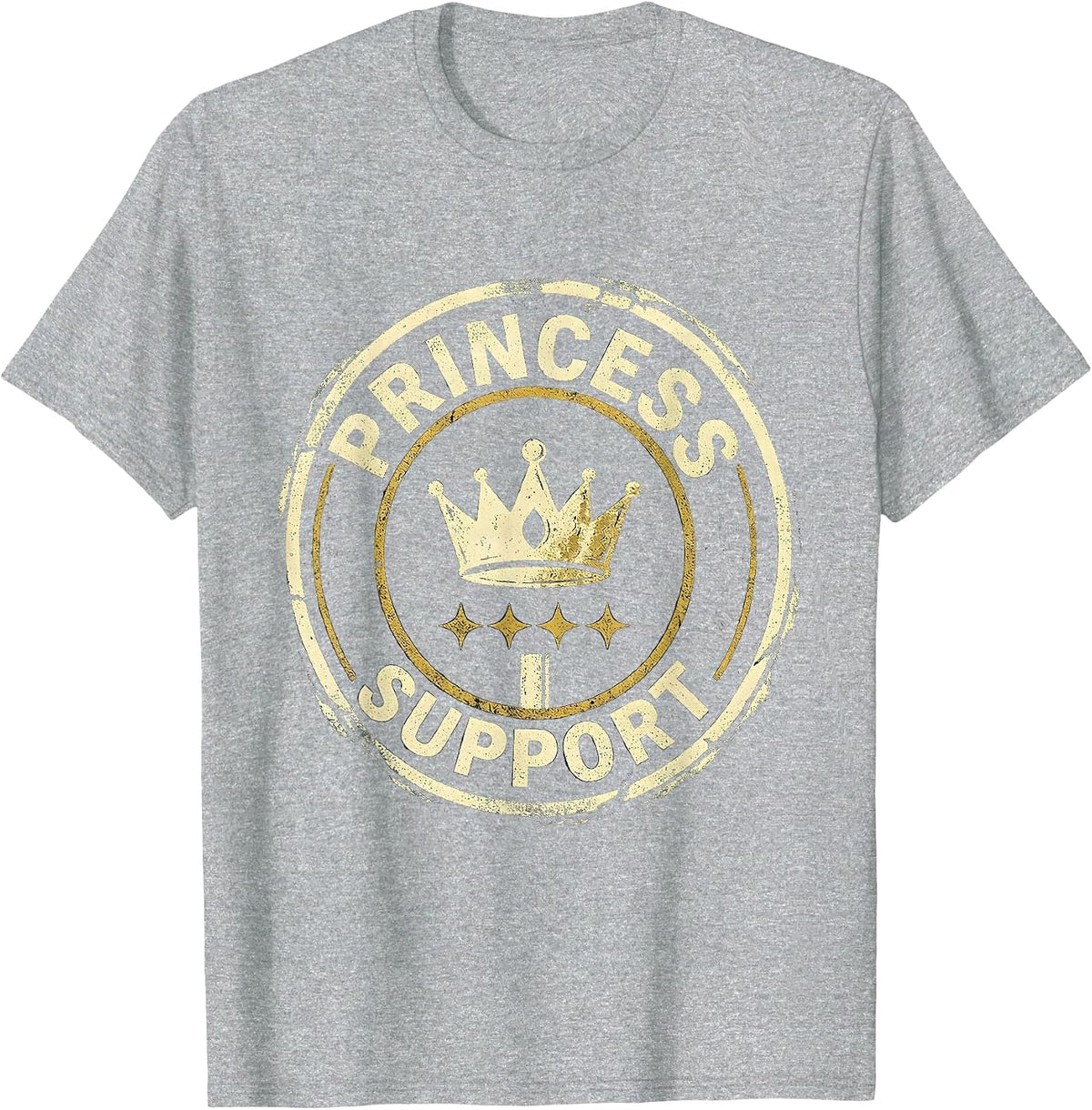 Men's Princess Support Distressed Rubber Stamp Family Matching T-Shirt - Heather Grey