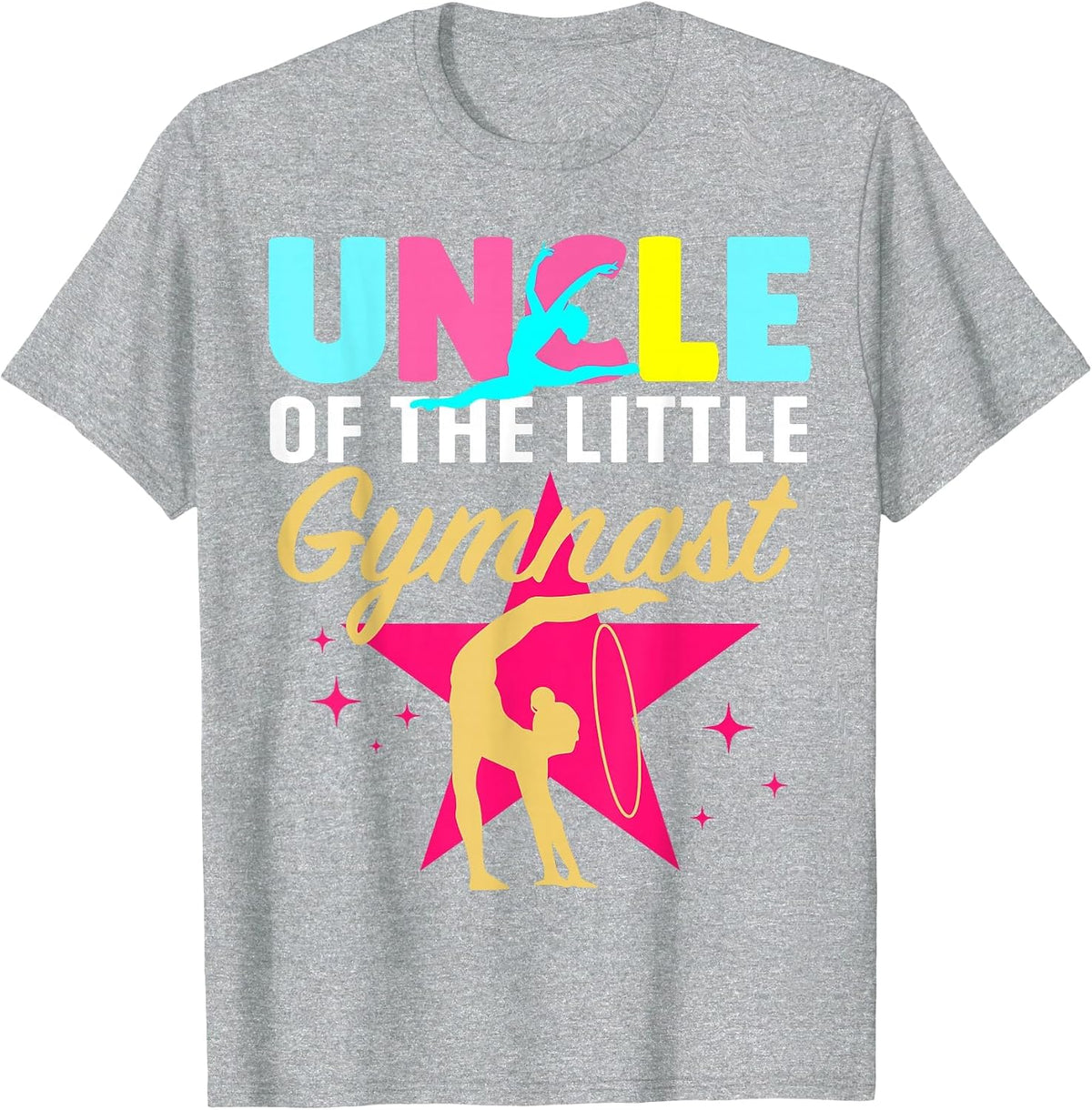 Uncle Little Gymnast Girl Birthday Gymnastics Themed Party T-Shirt - Heather Grey
