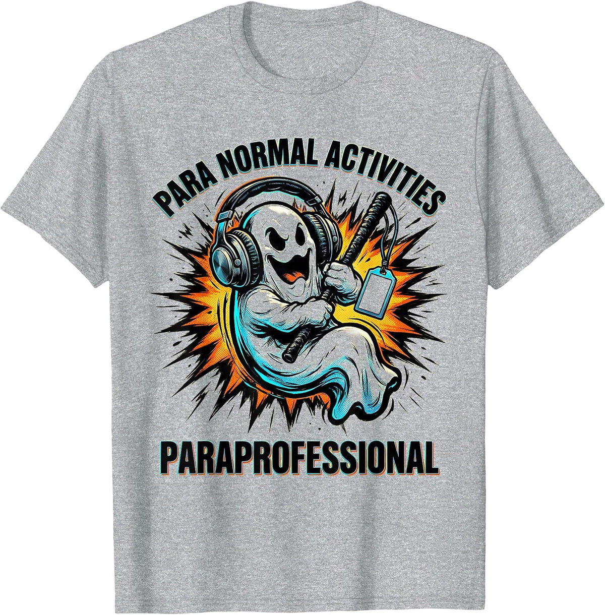 Men's Para Normal Activities | Paraprofessional Halloween Ghost T-Shirt - Heather Grey
