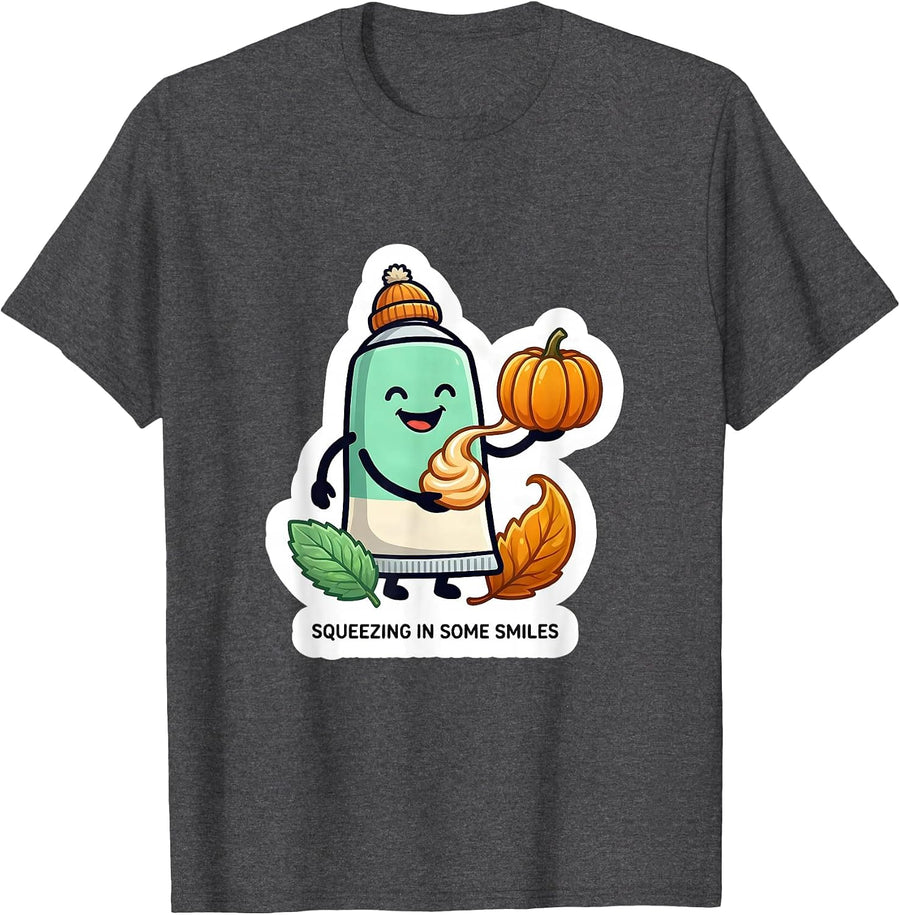 Men's Squeezing In Some Smiles Funny Dental Hygienist Dental T-Shirt - Dark Heather Grey