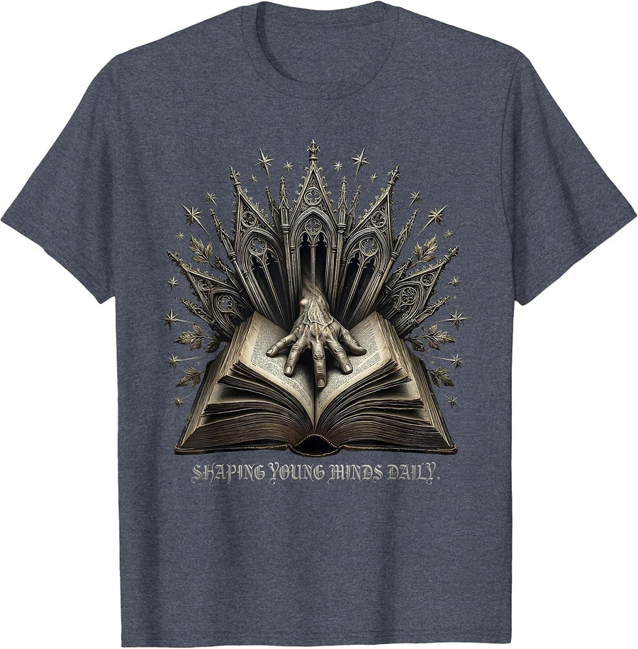 4th Grade Teacher Shaping Young Minds Daily T-Shirt - Heather Blue