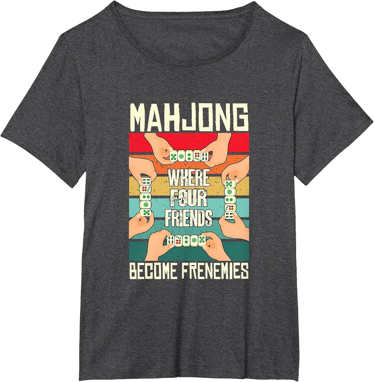 Vintage Mahjong Where Four Friends Become Frenemies T-Shirt - Dark Heather Grey