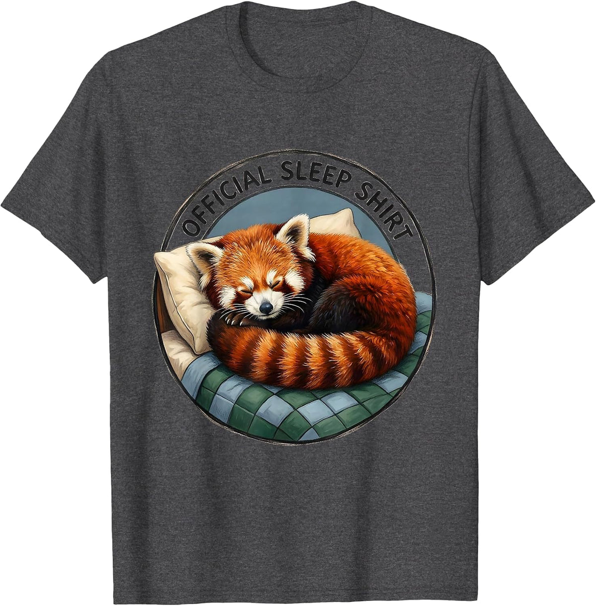 Men's Official Sleep Shirt Storybook Red Panda Animal Lover Pajama T-Shirt - Dark Heather Grey