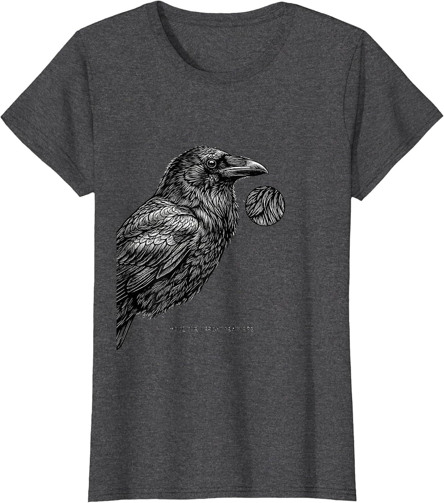 Women's Note The Throat Feathers Dark Humor Crow Bird Lover T-Shirt - Dark Heather Grey