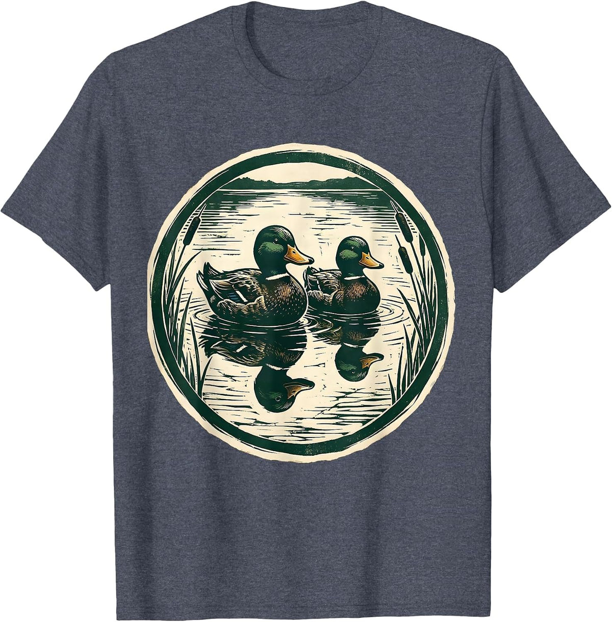 Duck Decoys Floating on Still Water Hunting T-Shirt - Heather Blue