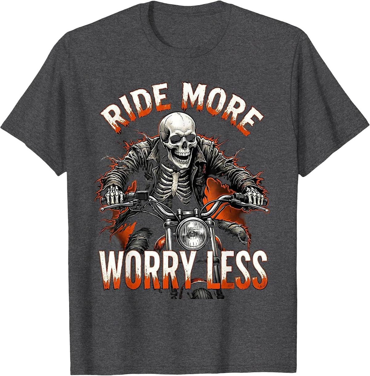 Men's Ride More Worry Less Motorcycle Design T-Shirt - Dark Heather Grey