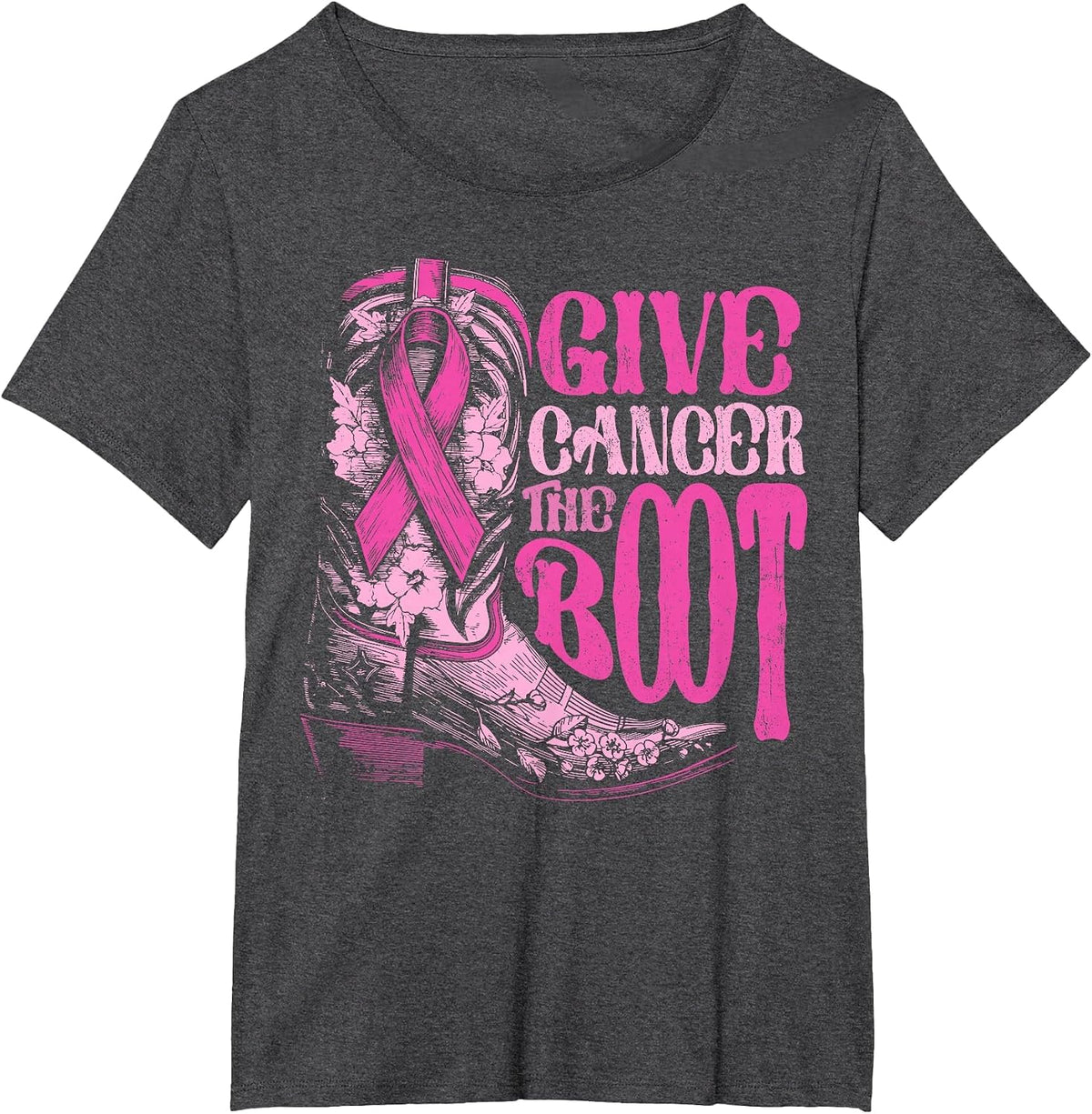 Breast Cancer Cowboy Gives Cancer Running Pass Cowgirl Rodeo T-Shirt - Dark Heather Grey