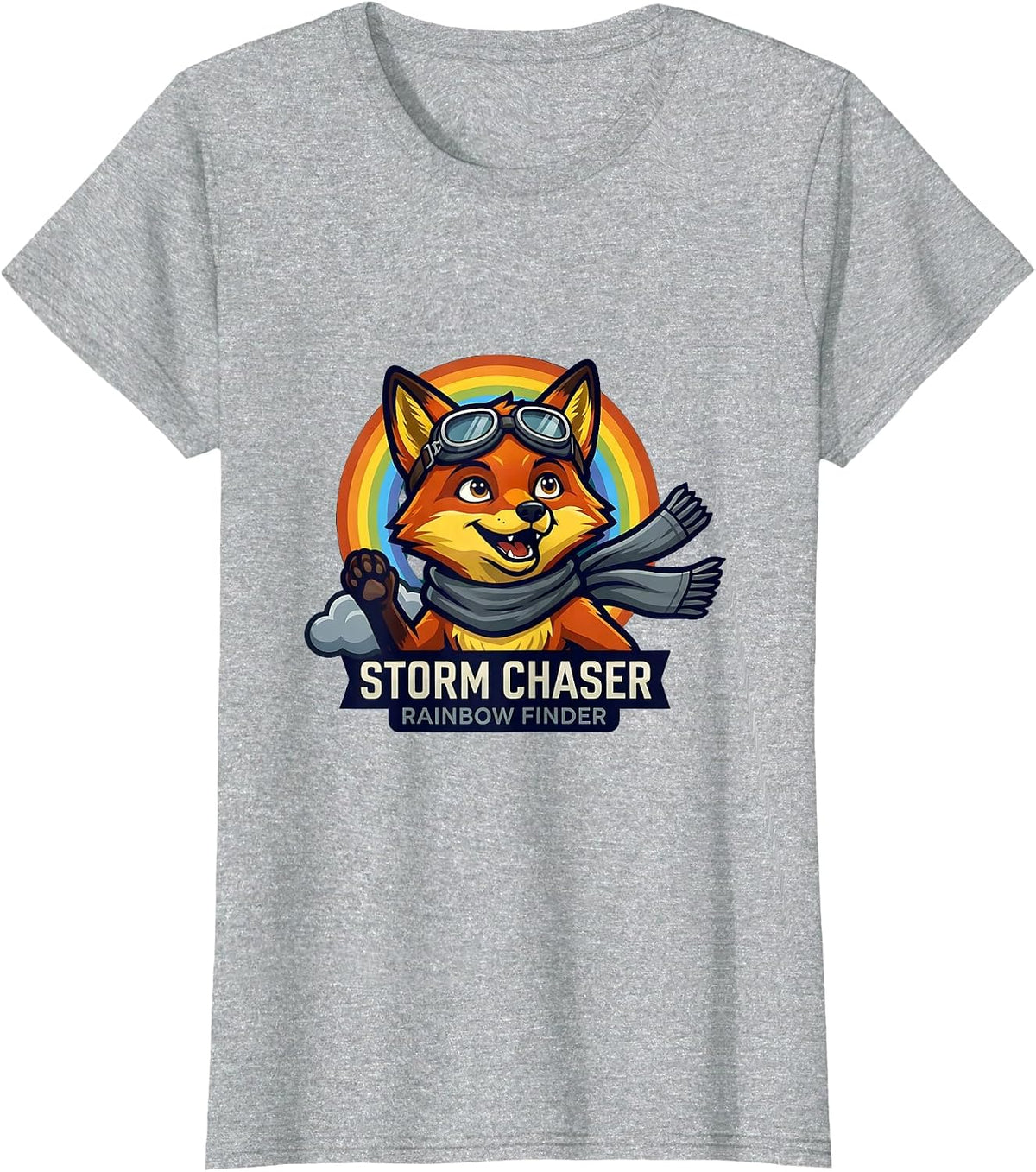 Women's Storm Chaser Rainbow Finder Colorful Design T-Shirt - Heather Grey
