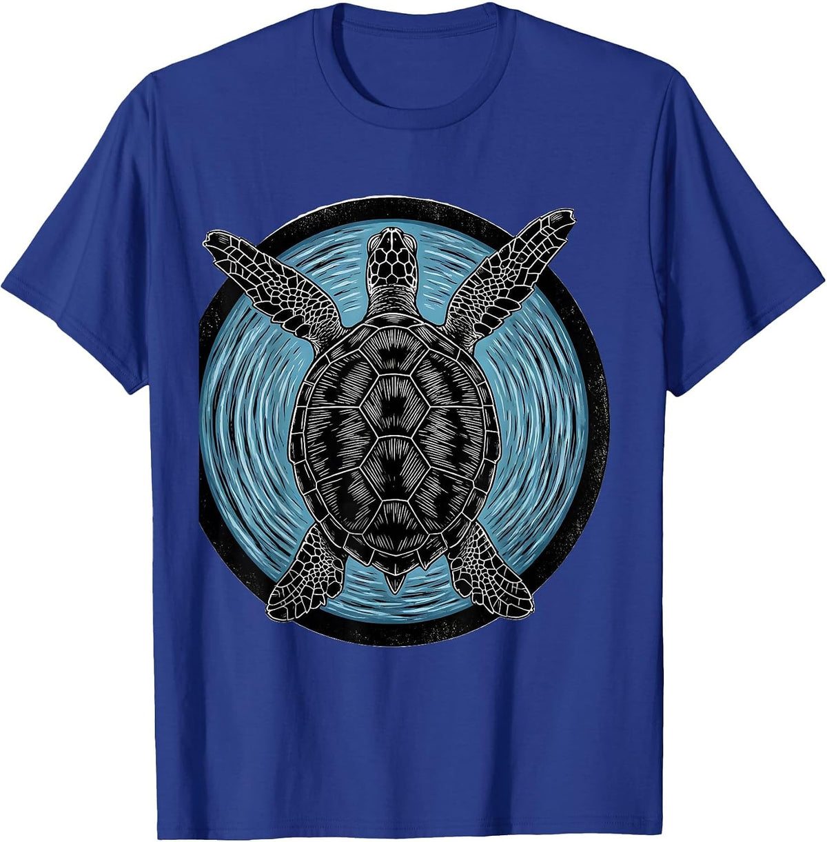 Turtle Viewed From Below Through Water Surface T-Shirt - Royal Blue