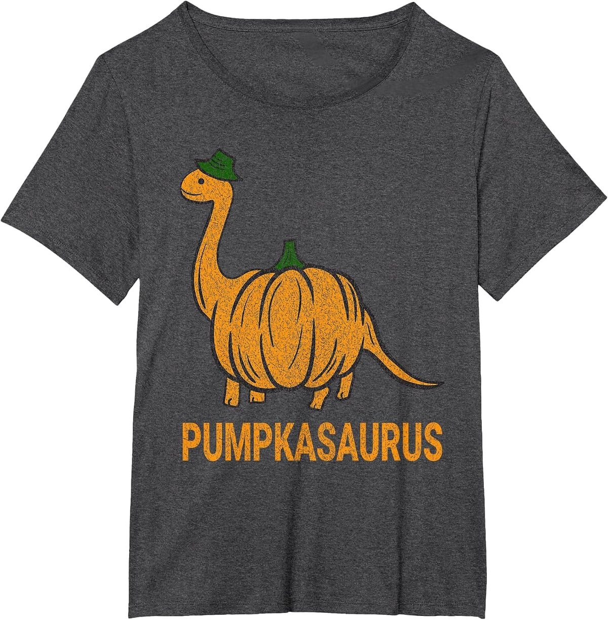 Pumpkasaurus Pumpkin Dinosaur Funny Dino Halloween T-Shirt - Dark Heather Grey