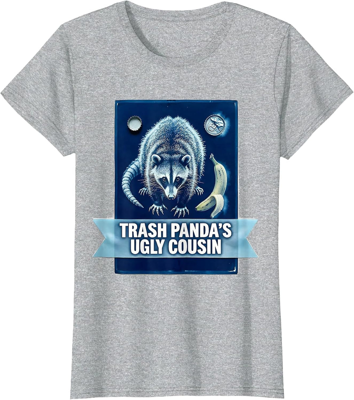 Trash Panda's Ugly Cousin Possum Design T-Shirt - Heather Grey