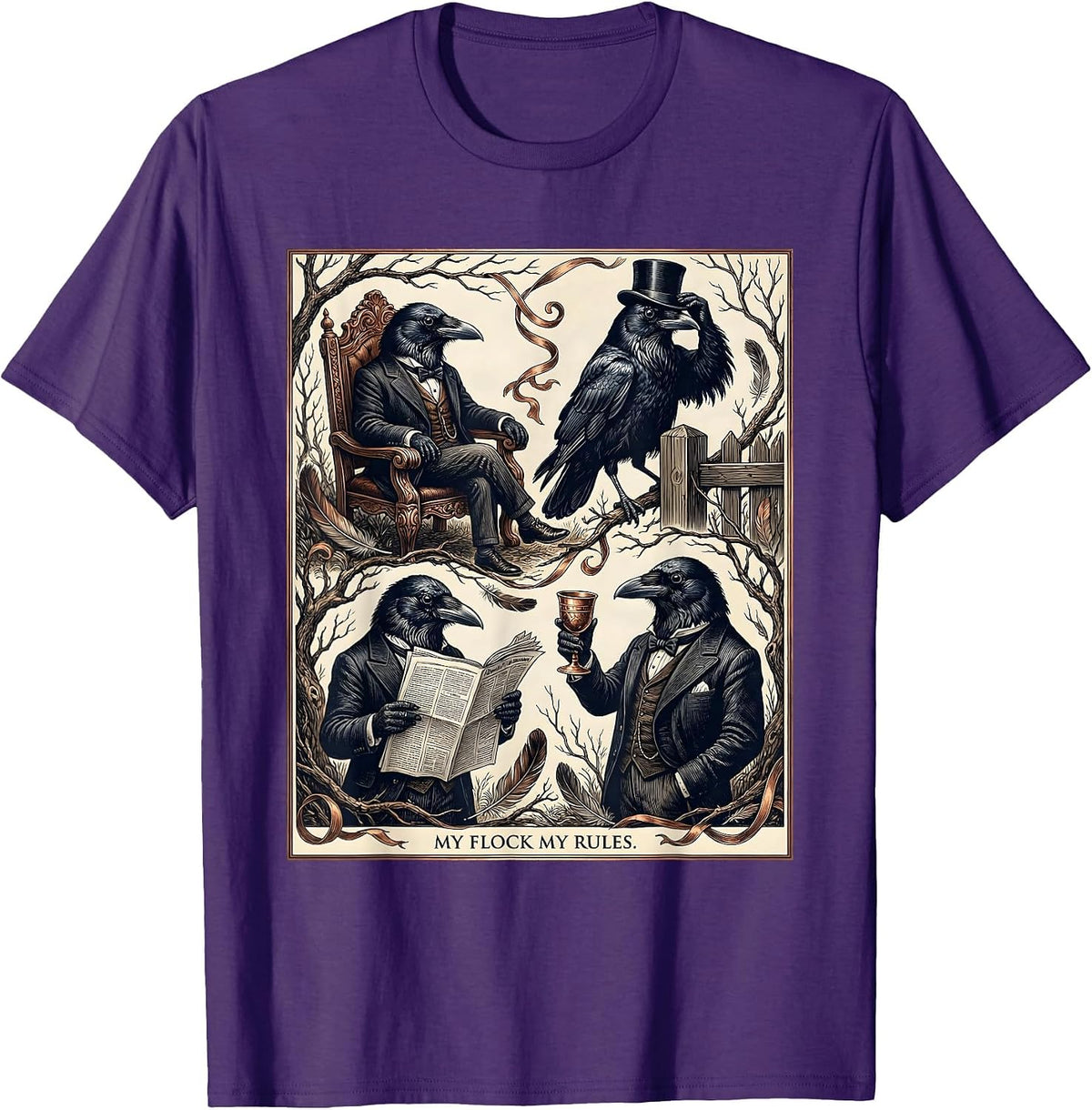 My Flock My Rules Crow Lover Design T-Shirt - Purple
