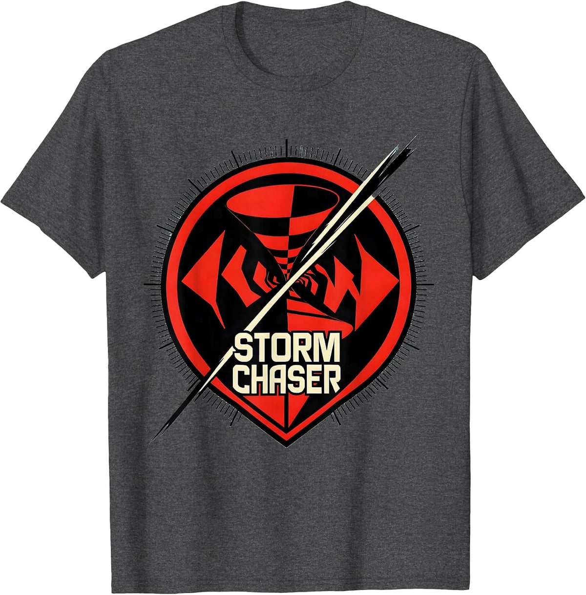 Storm Chaser Constructivist Poster Meteorology Enthusiast T-Shirt - Dark Heather Grey
