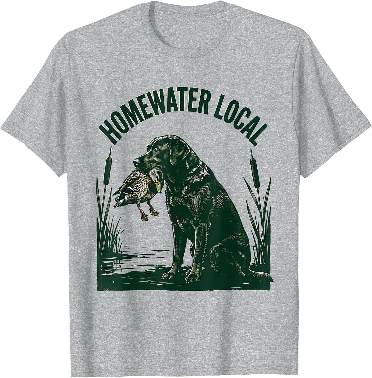 Men's Homewater Local Linocut Labrador Duck Hunting Southern Pride T-Shirt - Heather Grey