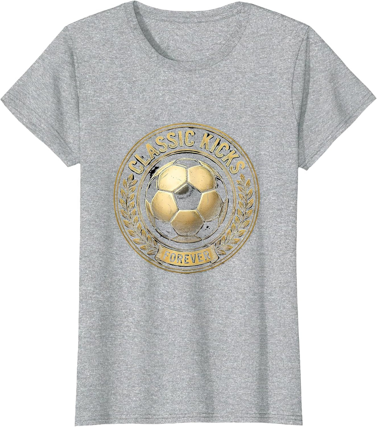 Vintage Soccer Ball Classic Kicks Forever Design T-Shirt - Heather Grey