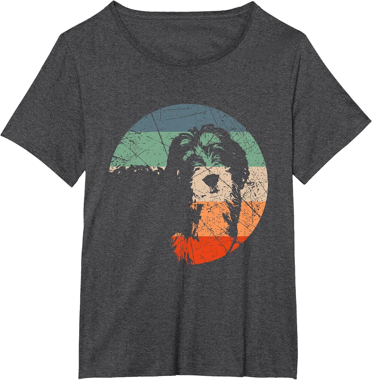 Retro Dog Silhouette - Vintage Bernedoodle T-Shirt - Dark Heather Grey