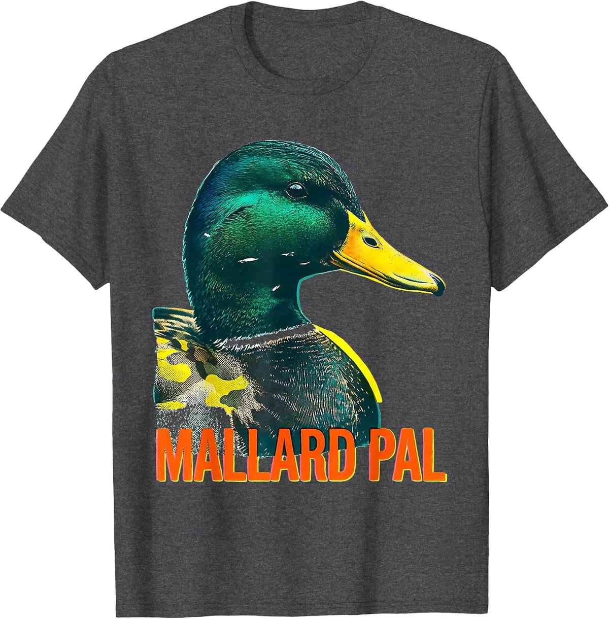 Men's Mallard Pal Risograph Camo Duck Hunting Youth Humor T-Shirt - Dark Heather Grey
