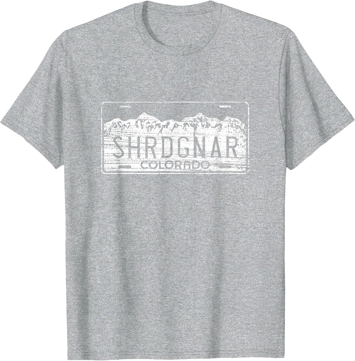 Ski Snowboard Colorado License Plate Shredding Gnar T-Shirt - Heather Grey