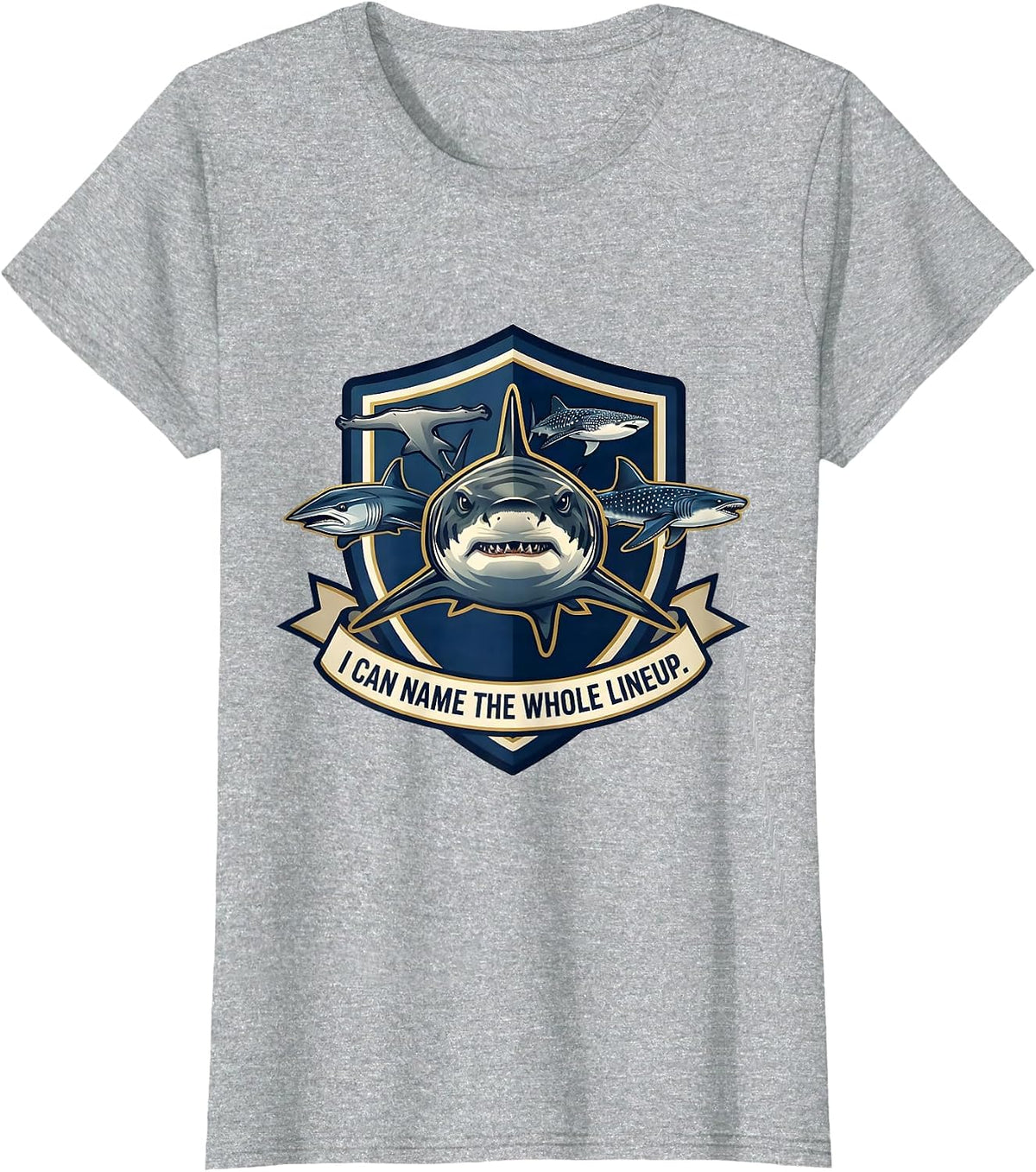 I Can Name The Whole Lineup Funny Shark Species Ocean T-Shirt - Heather Grey