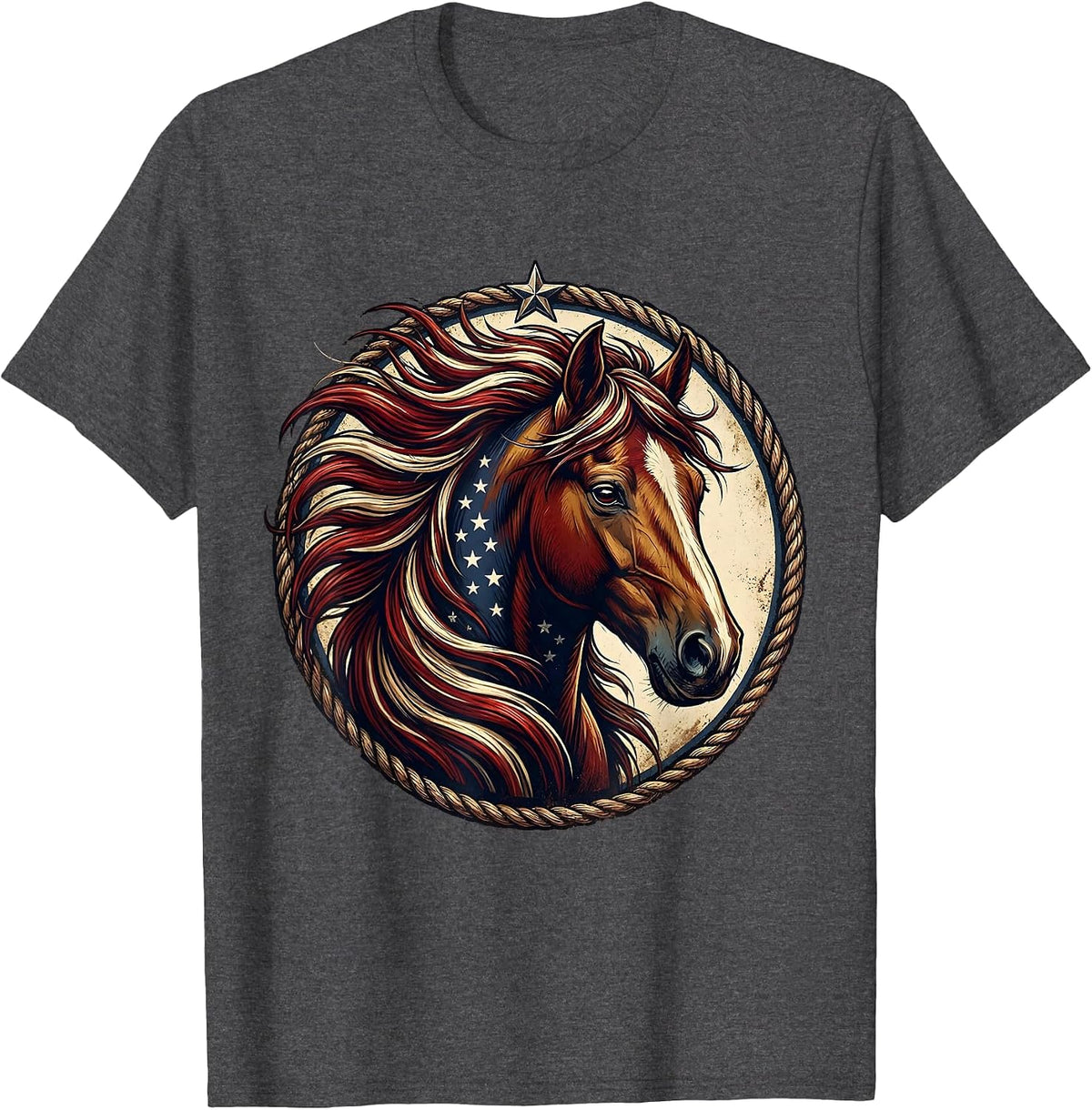 Horse Mane Flowing in the Wind Graphic Design T-Shirt - Dark Heather Grey