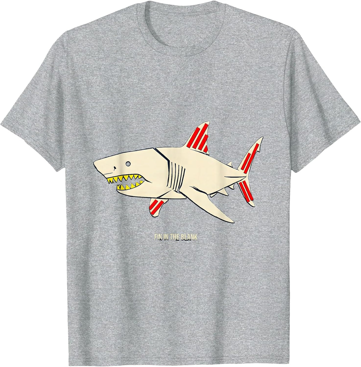 Men's Fin In The Blank Funny Shark Lover Ocean Animal Humor T-Shirt - Heather Grey
