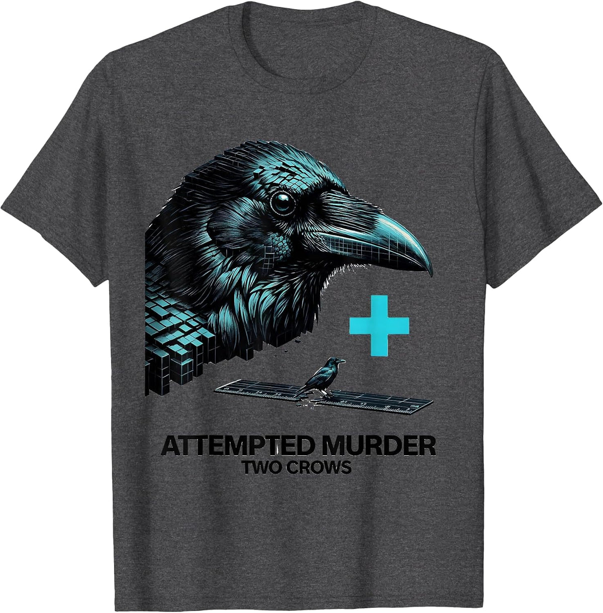 Men's Attempted Murder Two Crows Dark Humor Crow Lover Gift T-Shirt - Dark Heather Grey