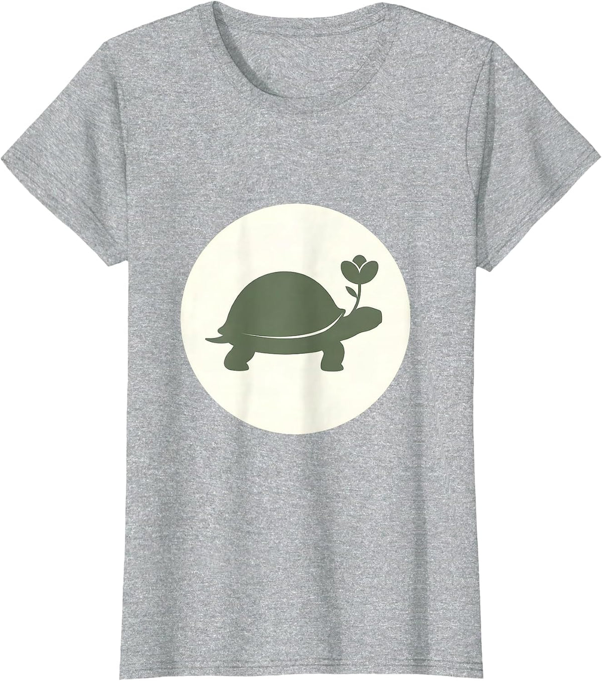 Turtle Carrying a Blooming Garden Illustration T-Shirt - Heather Grey