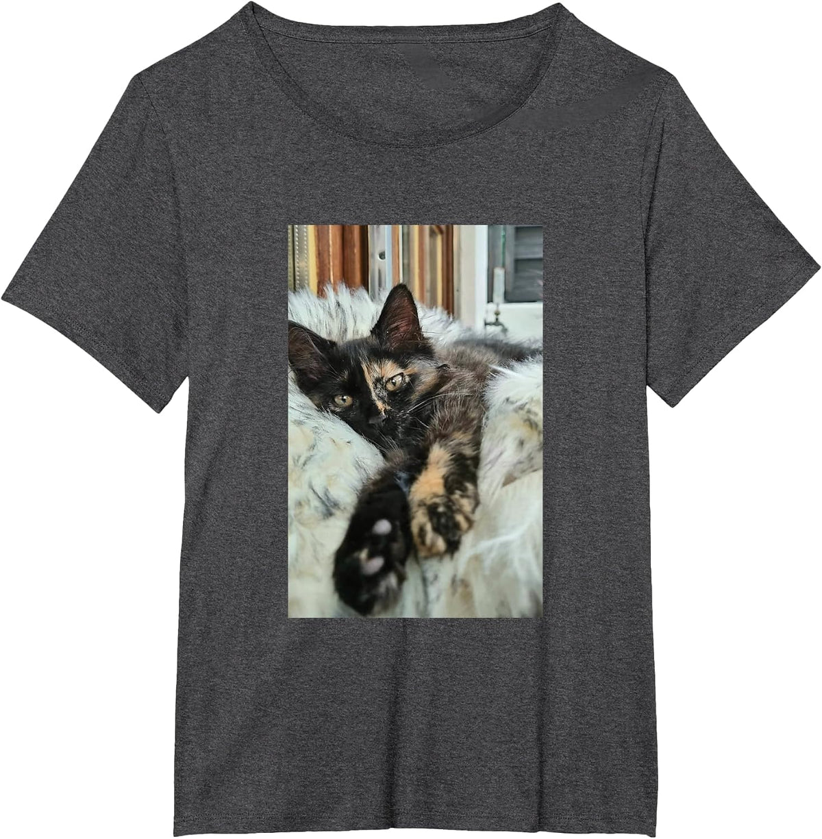 Cute Cat T-Shirt - Dark Heather Grey
