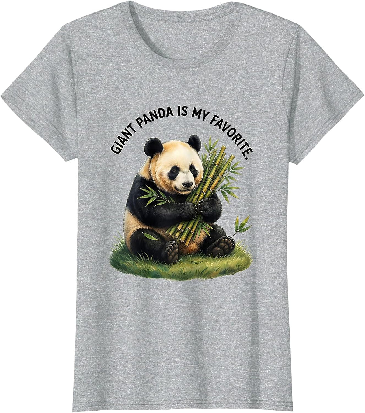 Giant Panda Is My Favorite Funny Animal Lover Cute Novelty T-Shirt - Heather Grey