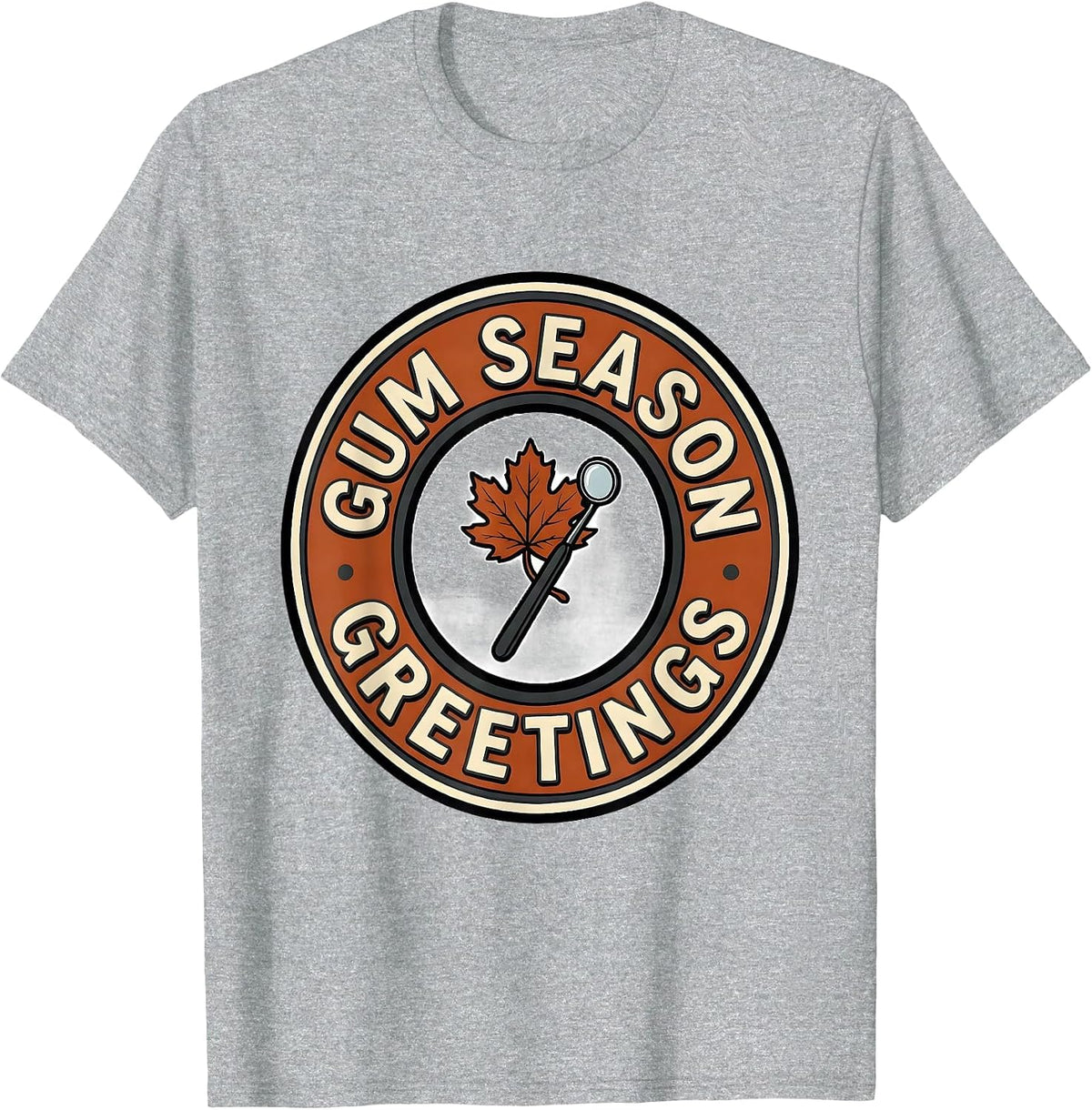 Men's Gum Season Greetings Funny Dental Hygienist Humor T-Shirt - Heather Grey