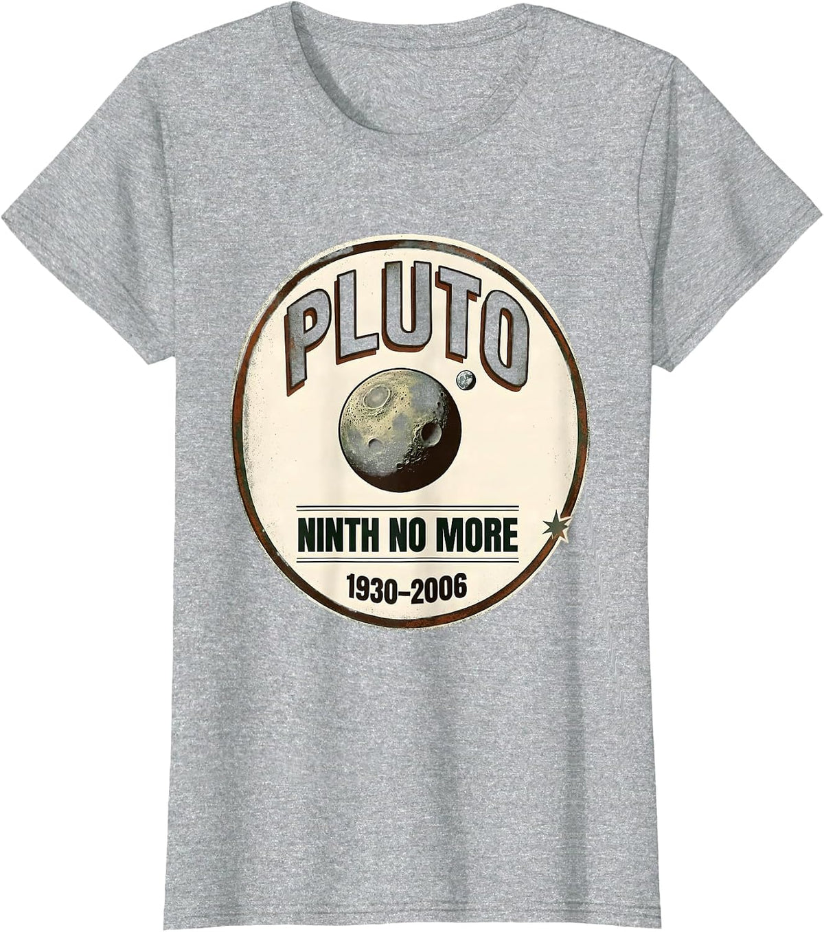 Women's Pluto Ninth No More Vintage Retro Astronomy NASA Space Fan T-Shirt - Heather Grey