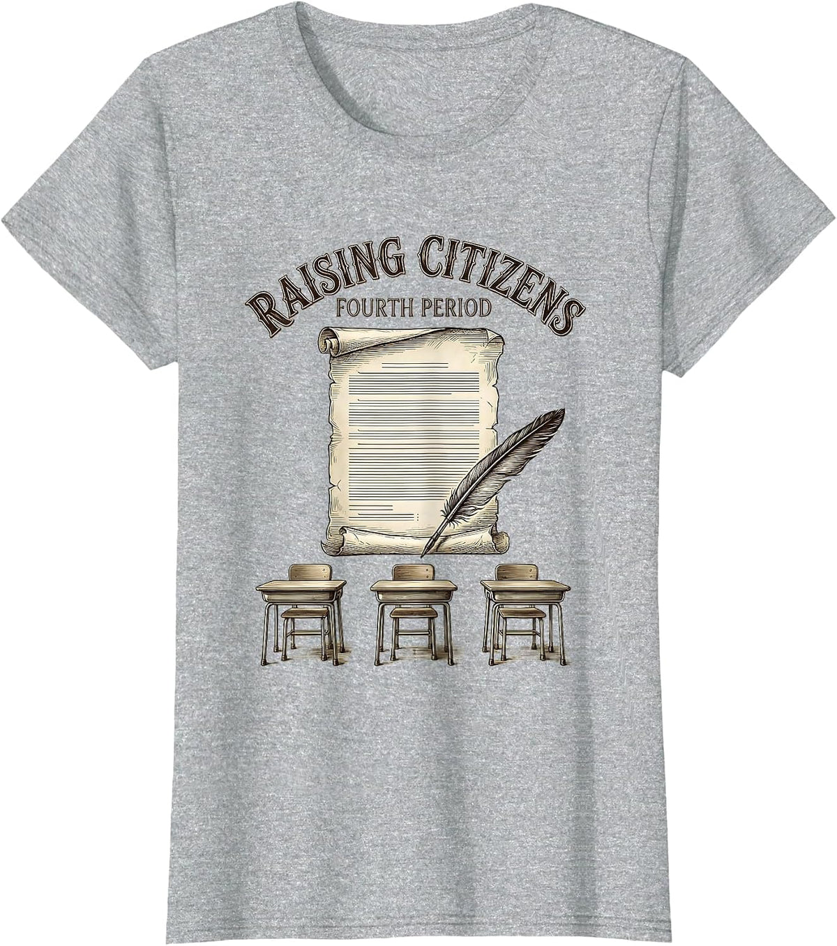 Raising Citizens Fourth Period Vintage Social Studies T-Shirt - Heather Grey