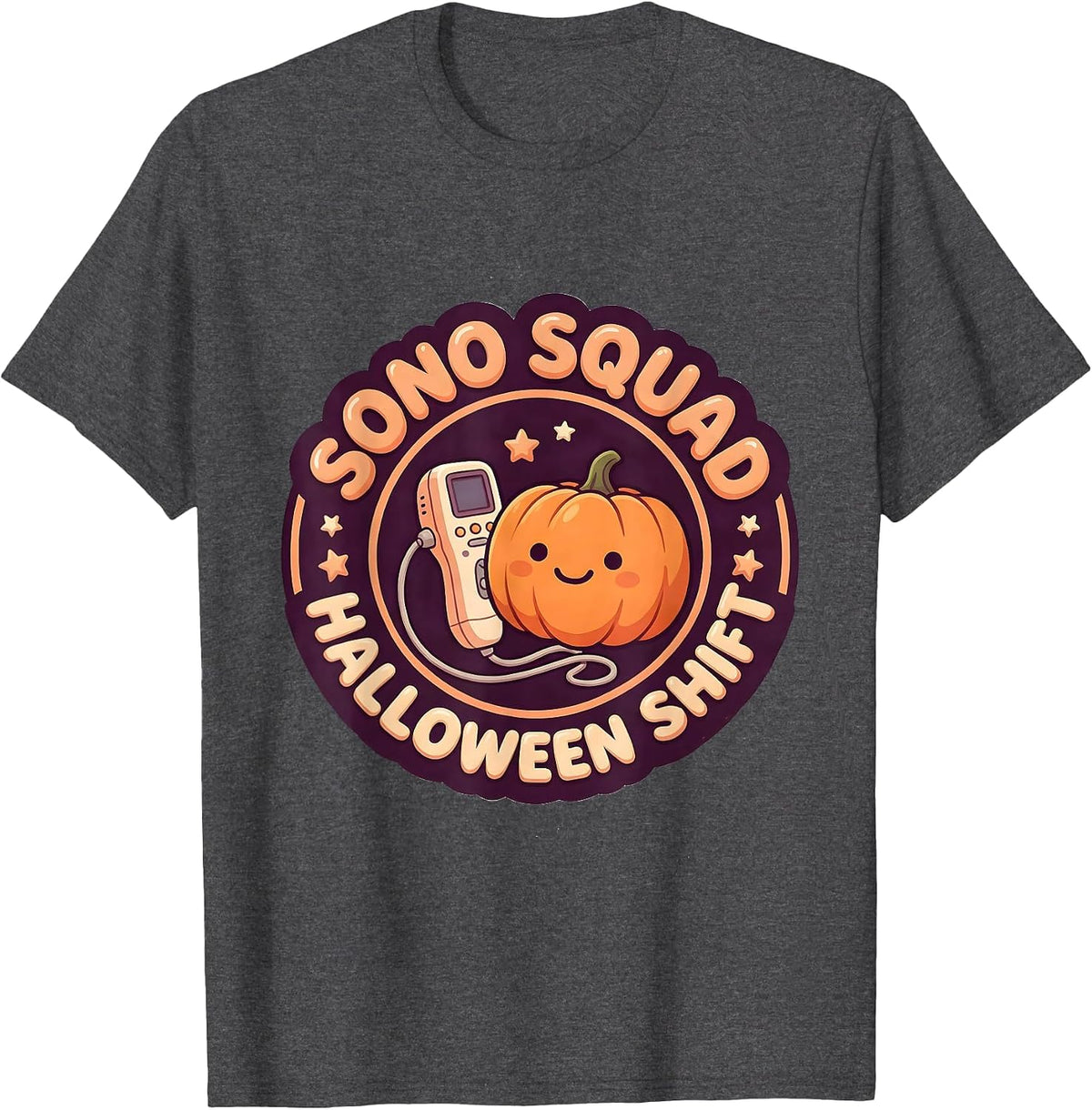 Men's Sono Squad Halloween Shift Cute Kawaii Sonographer Halloween T-Shirt - Dark Heather Grey