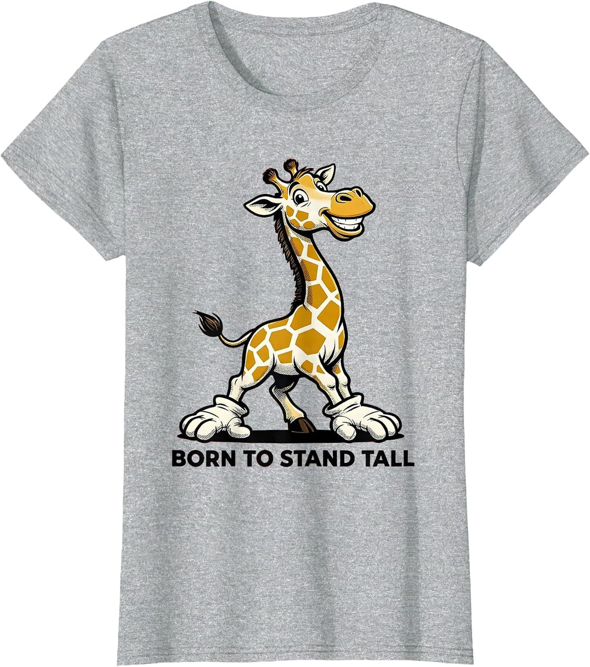 Women's Born to Stand Tall Giraffe Graphic Design T-Shirt - Heather Grey