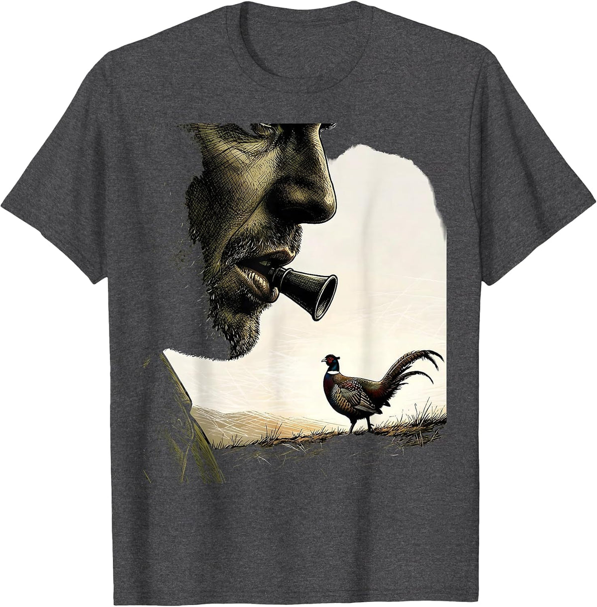 Turkey Hunter Camo Patriotic Turkey Hunting Humor T-Shirt - Dark Heather Grey