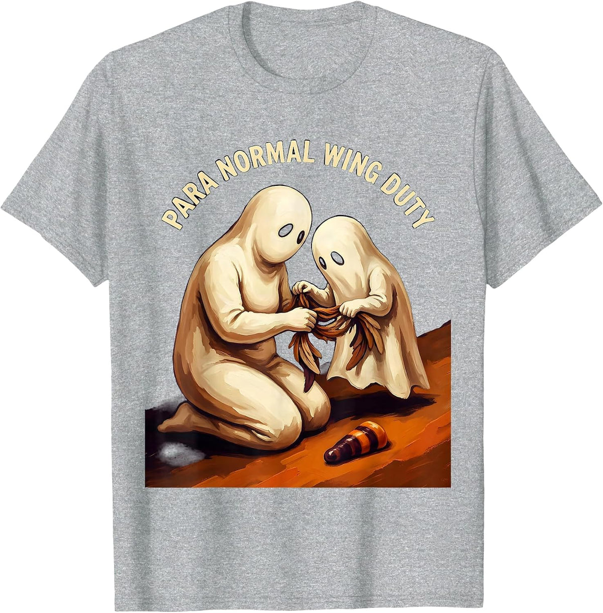 Men's Para Normal Wing Duty Funny Paraprofessional Halloween Ghost T-Shirt - Heather Grey