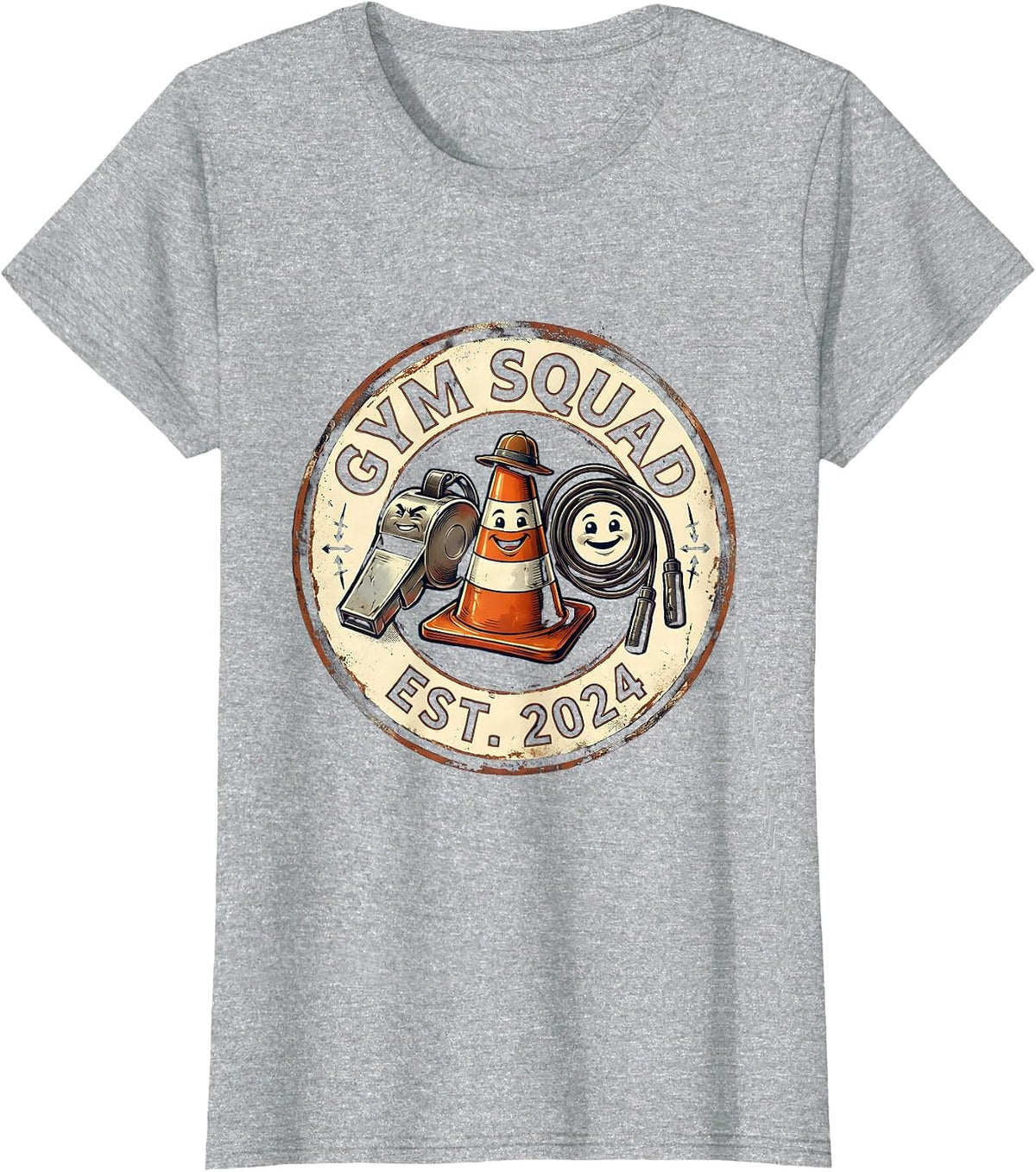Women's PE Teacher Vintage Gym Coach Back To School T-Shirt - Heather Grey