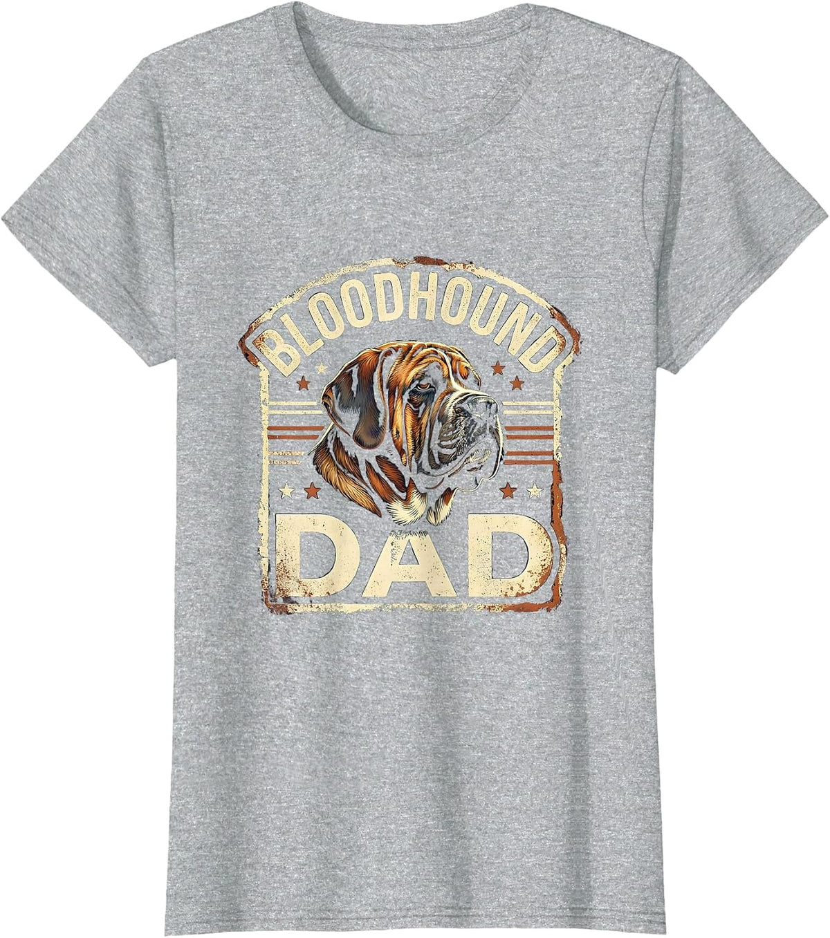 Bloodhound Dad Rubber Stamp Patriotic Dog Breed Pride 4th T-Shirt - Heather Grey