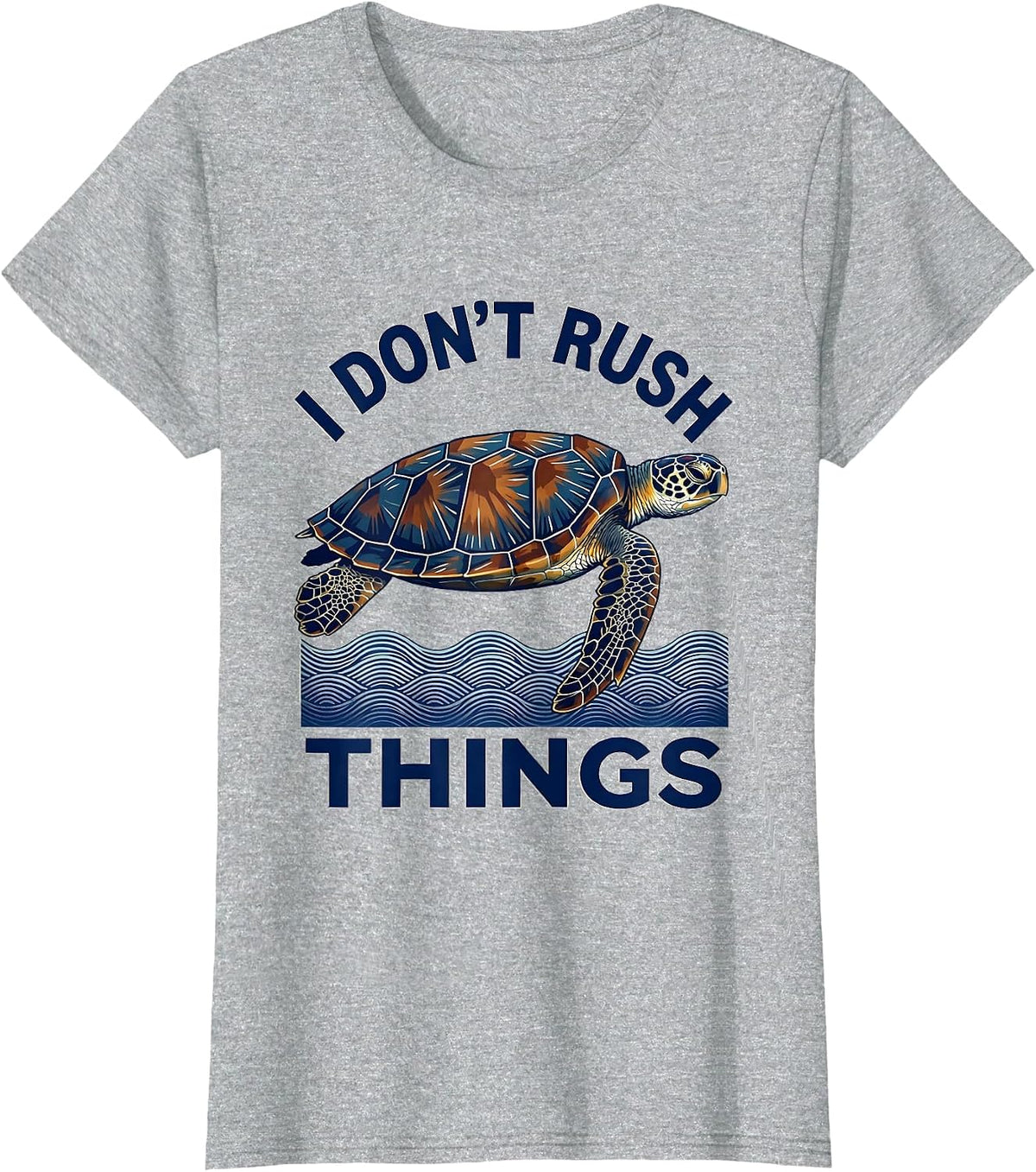 Women's I Don't Rush Things Ukiyo-e Sea Turtle Lover Animal Humor T-Shirt - Heather Grey