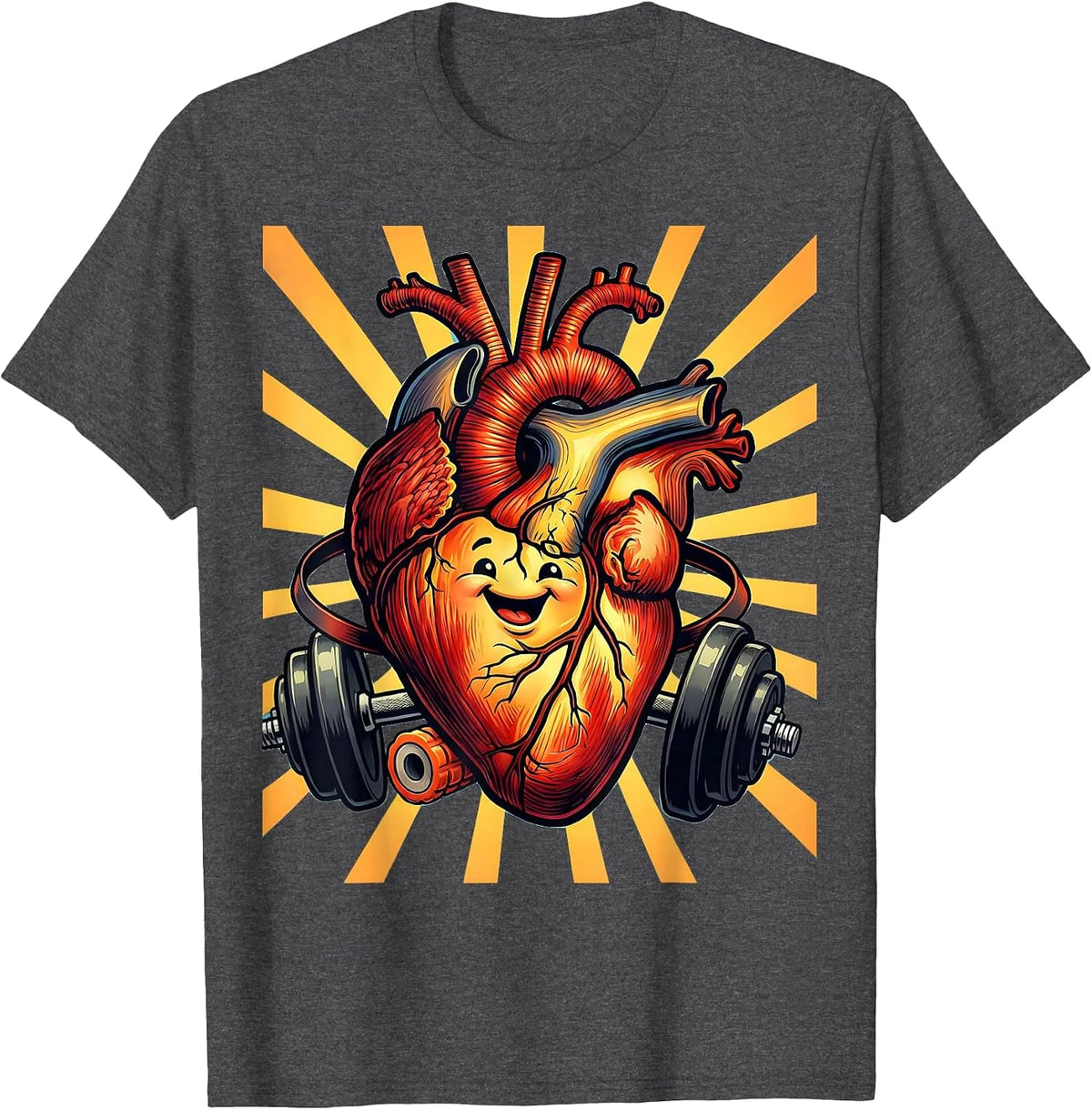 Men's Anatomical Heart Physical Therapy Tools Graphic T-Shirt - Dark Heather Grey