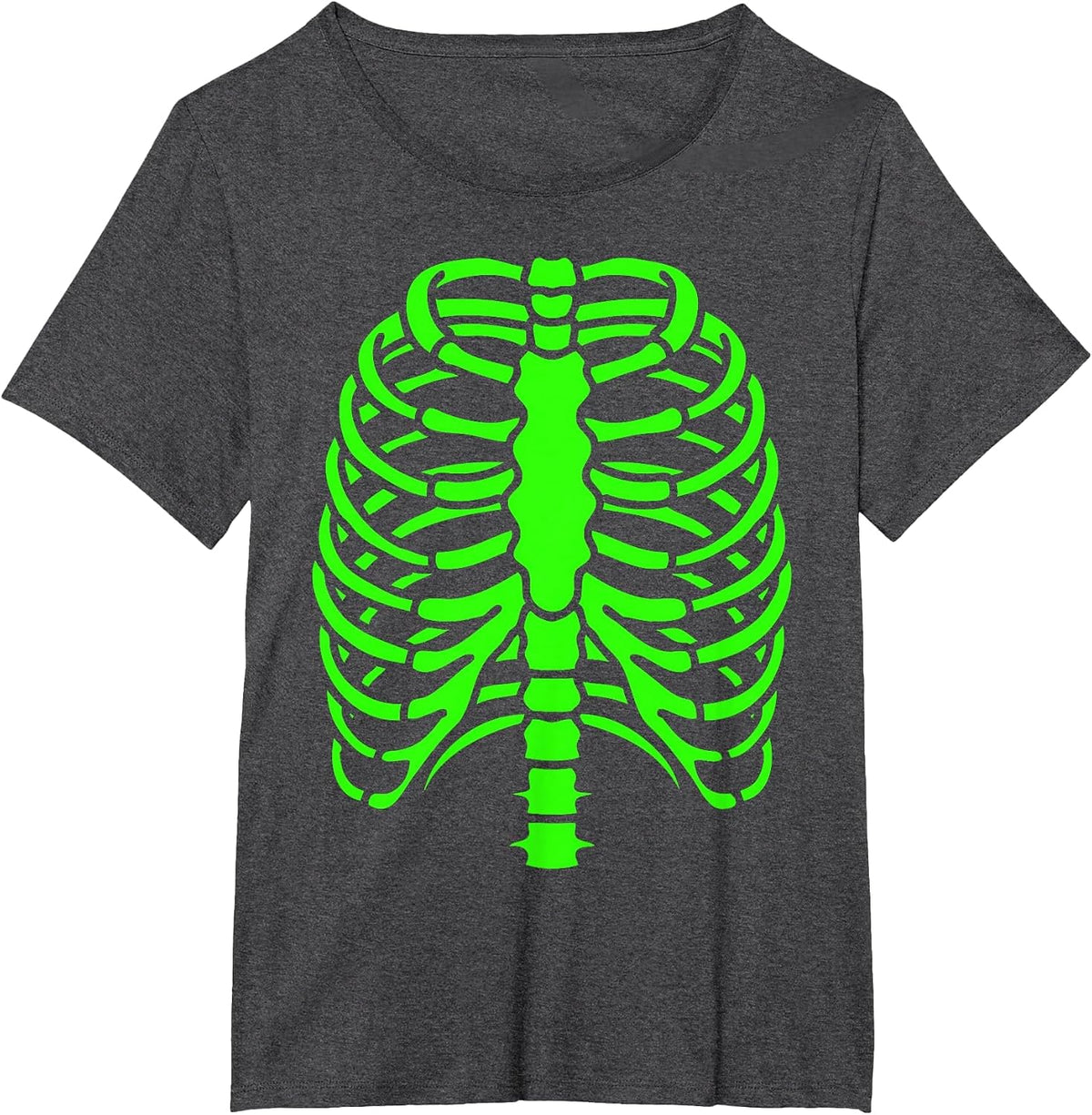Fun Cool Green Skeleton Rib Cage Halloween T-Shirt - Dark Heather Grey