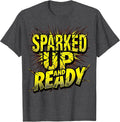 Men's Sparked Up and Ready Welder Graphic Design T-Shirt - Dark Heather Grey
