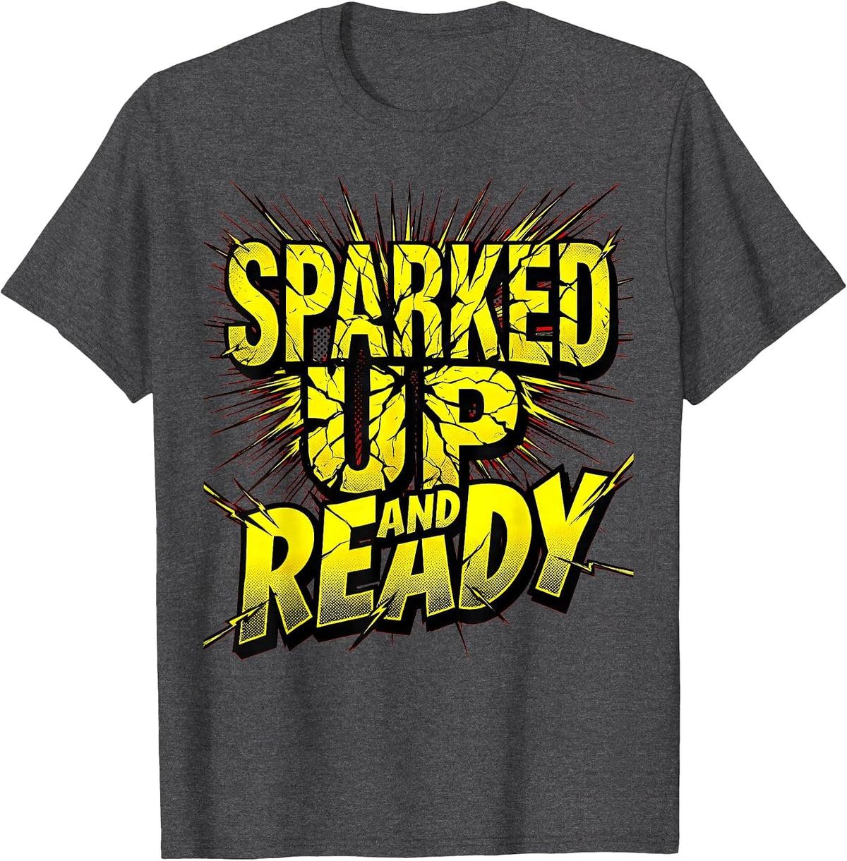 Men's Sparked Up and Ready Welder Graphic Design T-Shirt - Dark Heather Grey
