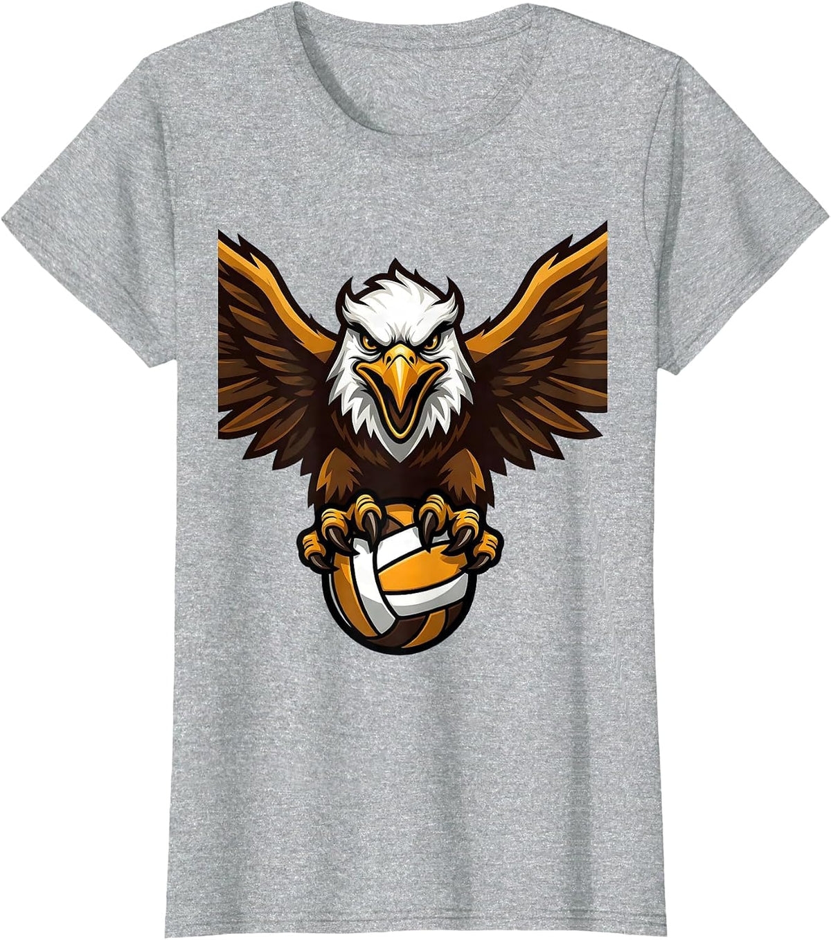 Volleyball Mom Fierce Eagle Clutching Volleyball T-Shirt - Heather Grey